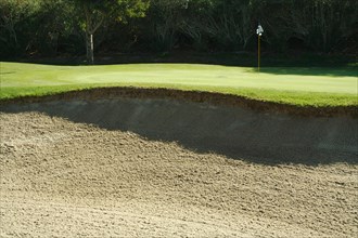 Abstract of golf course bunkers on a spring day