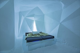 Room artfully decorated from ice
