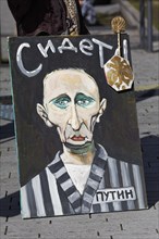 Picture with caricature of Putin in convict clothes