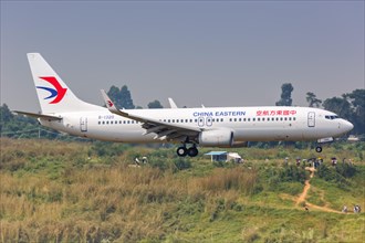 A China Eastern Airlines Boeing 737-800 aircraft with registration number B-1320 at Chengdu Airport