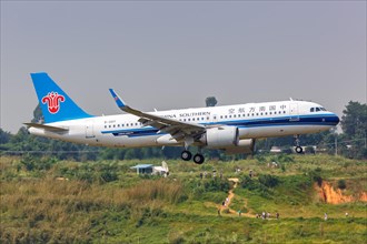 An Airbus A320neo aircraft of China Southern Airlines with registration number B-301Y at Chengdu Airport