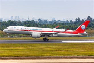 An Airbus A350-900 aircraft of Sichuan Airlines with registration number B-304V at Chengdu airport