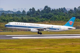 An Airbus A321 aircraft of China Southern Airlines with registration number B-6265 at Chengdu airport