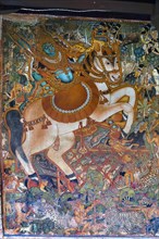 18th century mural paintings depict Sastha astride a horse at Pundareekapuram temple is dedicated to lord vishnu atop hill Midayikunnam near Thalayolapparambu