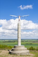 Sculpture Windharp at the launch site of Otto Lilienthal's flight experiments on the Gollenberg