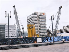 Construction site D3 after partial demolition of the base buildings of the Hotel Park Inn at Alexanderplatz