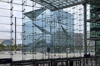 Cube Berlin seen through the glass facade of the main station