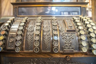 Beautifully decorated brown vintage register machine
