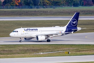 A Lufthansa Airbus A319 with the registration D-AILH at Munich Airport