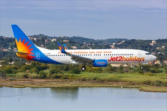 A Jet2 Boeing 737-800 with registration G-JZBG at Corfu Airport