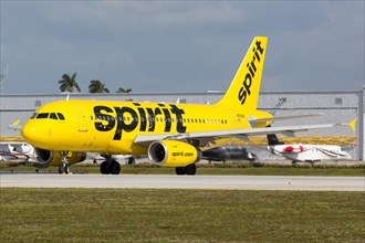 An Airbus A319 aircraft of Spirit Airlines with registration N515NK at Fort Lauderdale Airport
