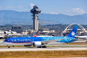 A Boeing 787-9 Dreamliner aircraft of Air Tahiti Nui with registration F-ONUI at Los Angeles Airport