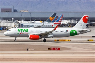 An Airbus A320 aircraft of Viva Aerobus with the registration XA-VAJ at Las Vegas Airport