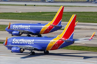 Boeing 737-700 aircraft of Southwest Airlines at San Jose airport