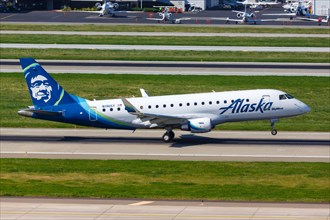 An Embraer ERJ 175 aircraft of Alaska Airlines Skywest with registration N196SY at San Jose Airport