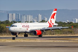 An Air Canada Rouge Airbus A319 aircraft with registration C-GITR at Cartagena Airport