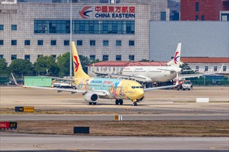 A China Eastern Airlines Boeing 737-800 with registration number B-1316 in the Duffy and Friends special livery at Shanghai Hongqiao Airport