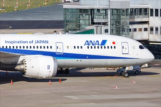 A Boeing 787-9 Dreamliner aircraft of ANA All Nippon Airways with registration number JA871A at Duesseldorf Airport