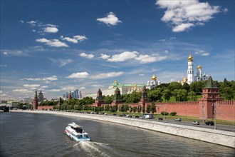 Boat on the Yauza River near the Moscow Kremlin