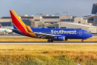 A Southwest Airlines Boeing 737-700 aircraft with registration number N7841A at Los Angeles Airport