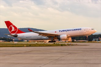 An Airbus A330-200F aircraft of Turkish Cargo with registration TC-JOO at Zurich Airport