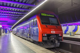 SBB locomotive class Re 450 double-decker train S-Bahn Zurich at Zurich Airport station