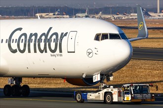 A Boeing 767-300ER aircraft of Condor with registration D-ABUF at Frankfurt Airport