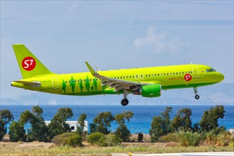 An Airbus A320 aircraft of S7 Airlines with registration number VP-BOL at Rhodes Airport