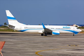 A Boeing 737-800 of Enter Air with the registration SP-ENG at Rhodes Airport