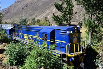 Train of the Perurail of the line Cusco to Machu Picchu