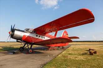 A PZL-Mielec An-2T Antonov aircraft with registration D-FWJC at the airport in Strausberg