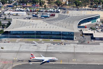 A British Airways Airbus A320 with registration G-EUYP at Gibraltar Airport