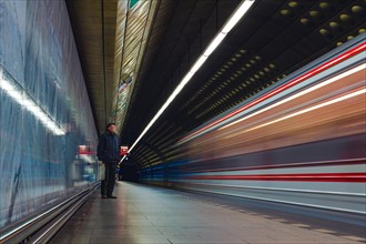 Man alone at the subway station