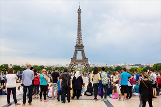 Eiffel Tower and tourists