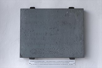 Commemorative plaque in the former large military orphanage Potsdam from 1724-1945