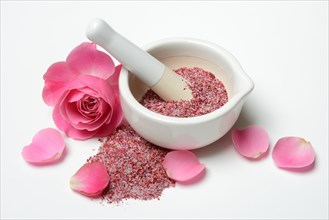 Rose salt in grating bowl