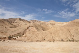 Mountain range with blue sky in Negev desert