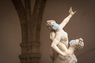 The kidnapping of the sabine women statue by giambologna