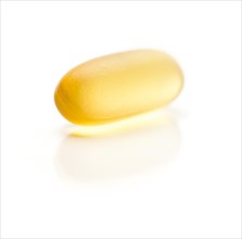 Omega 3 fish oil supplement capsule isolated on a white background