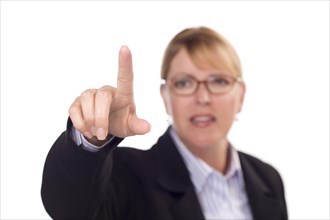 Businesswoman reaching out with finger