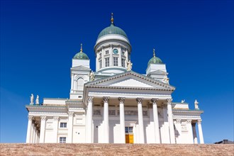 Church cathedral Tuomiokirkko text free space copyspace tourism in Helsinki Finland