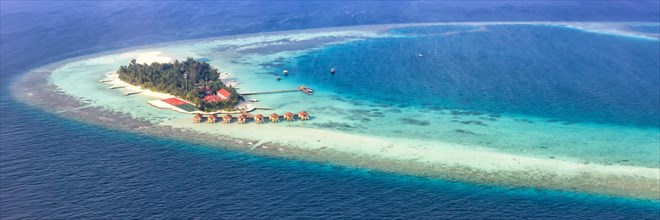 Maldives Island Vacation Paradise Sea Panorama Maayafushi Resort Ari Atoll Aerial Photo Tourism in Maldives