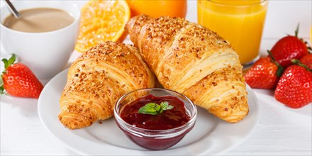 Croissant breakfast croissants food juice orange juice coffee hotel buffet banner in germany