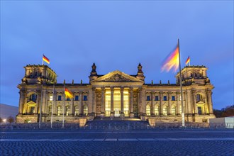 Reichstag Bundestag government parliament Reichstag building text free space copyspace evening night in Berlin