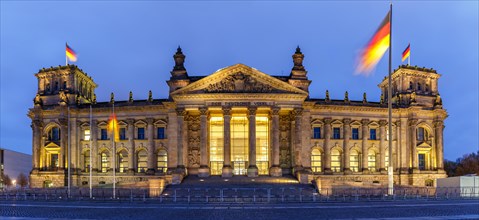 Reichstag Bundestag Government Parliament Reichstag Building Panorama Evening Night in Berlin