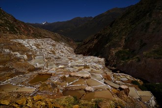 Terraces for salt extraction at night
