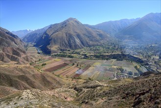 View into the Sacred Valley with the Rio Urubamba