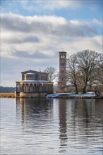Church of the Saviour with Campanile on the Havel in winter