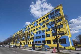 Blue-yellow facade