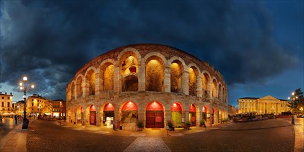 Roman amphitheater Arena di Verona in the evening
